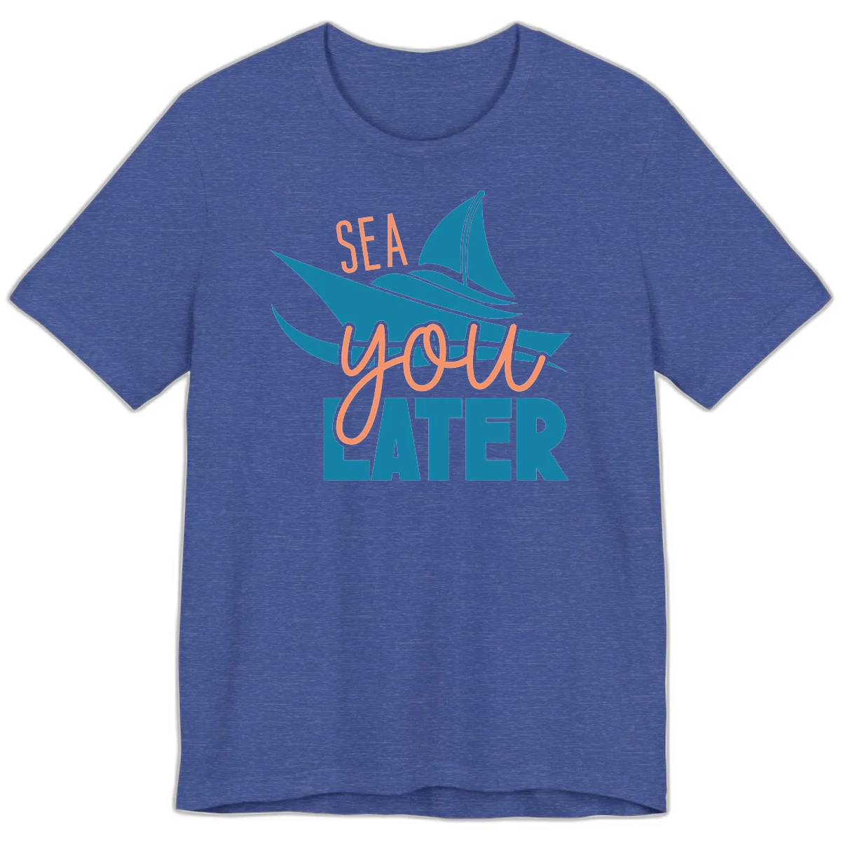 Sea You Later Sailboat Premium T-Shirt in Heather True Royal