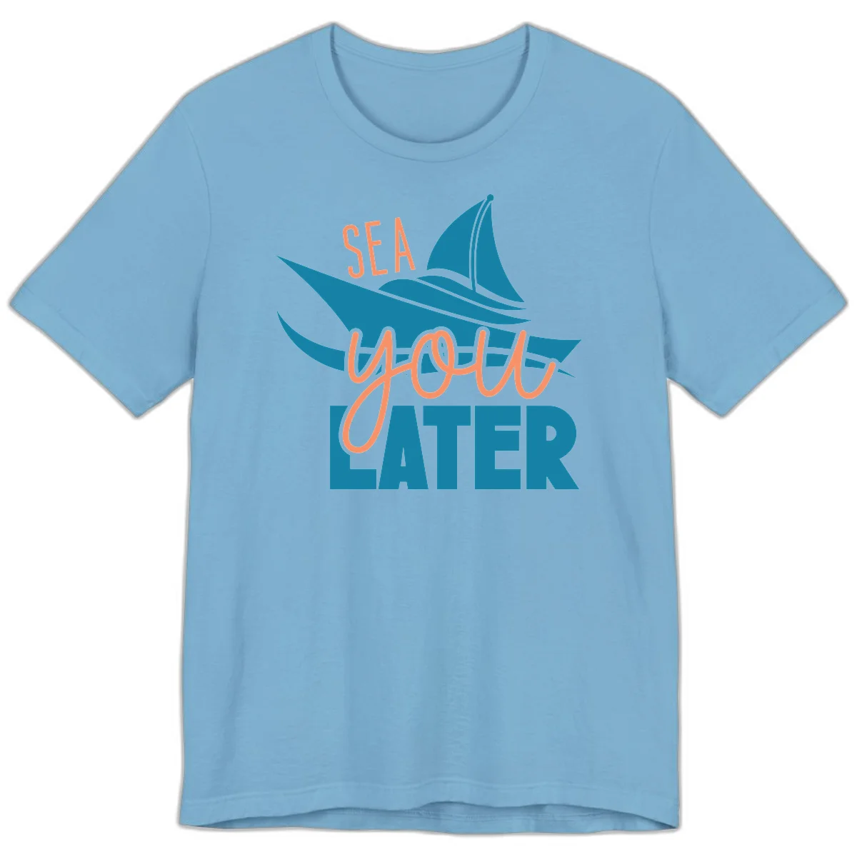 Sea You Later Sailboat Premium T-Shirt in Ocean Blue
