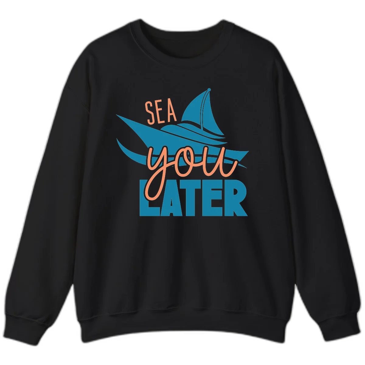 Sea You Later Sailboat Sweatshirt in Black