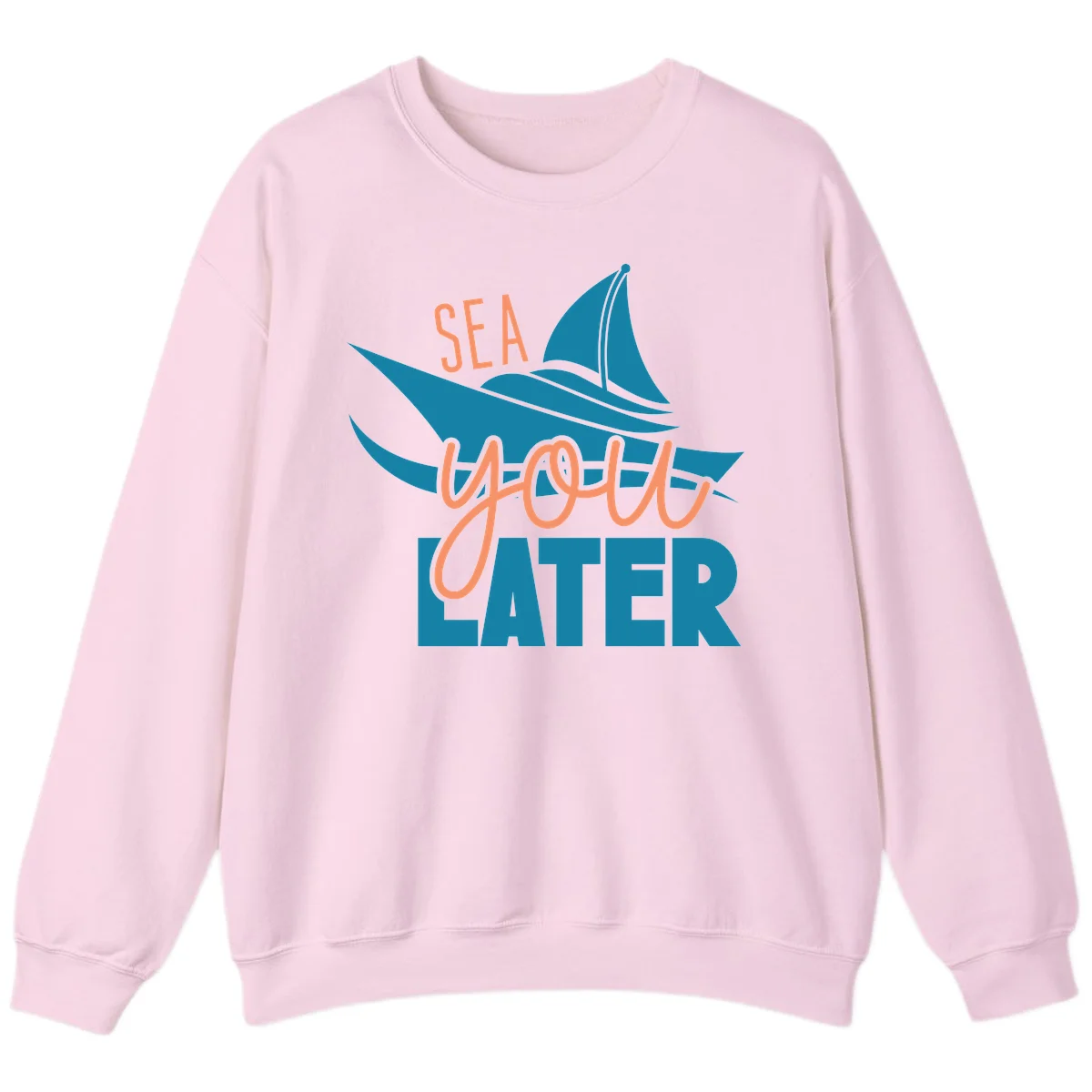 Sea You Later Sailboat Sweatshirt in Light Pink