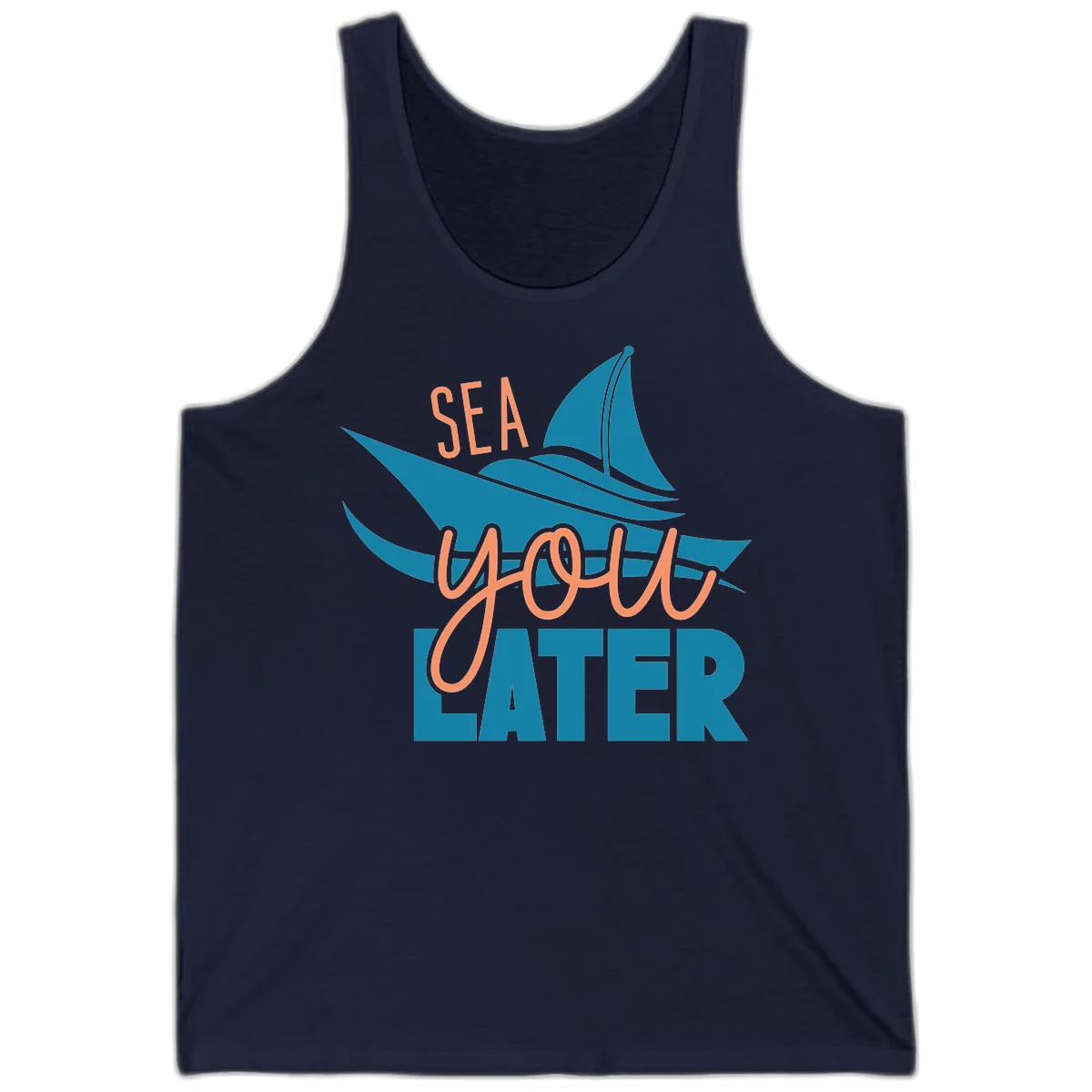Sea You Later Sailboat Tank in Navy