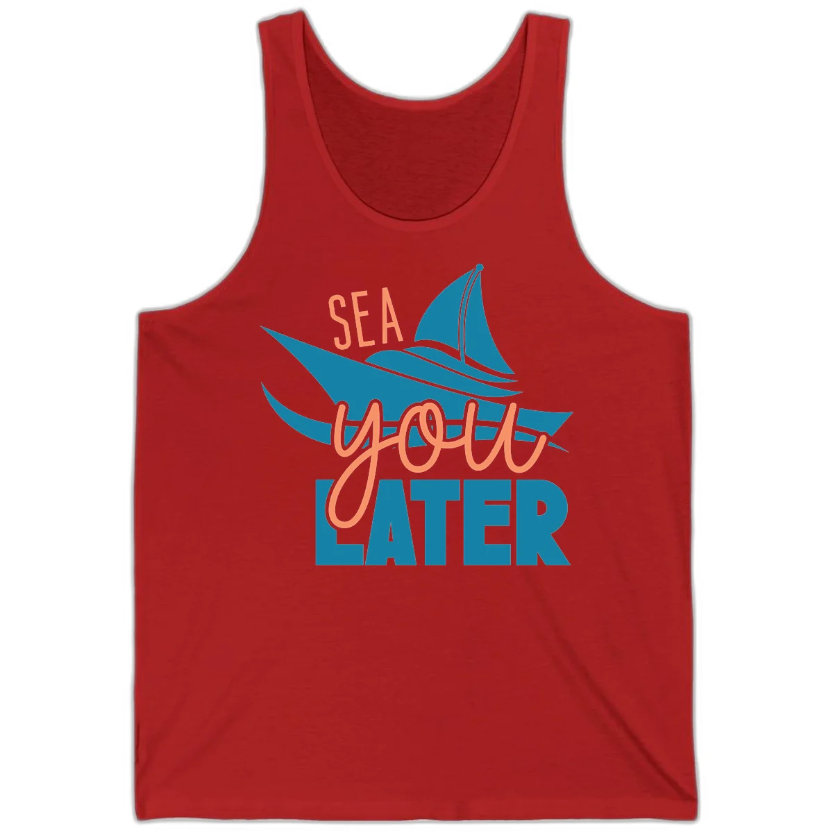 Sea You Later Sailboat Tank in Red