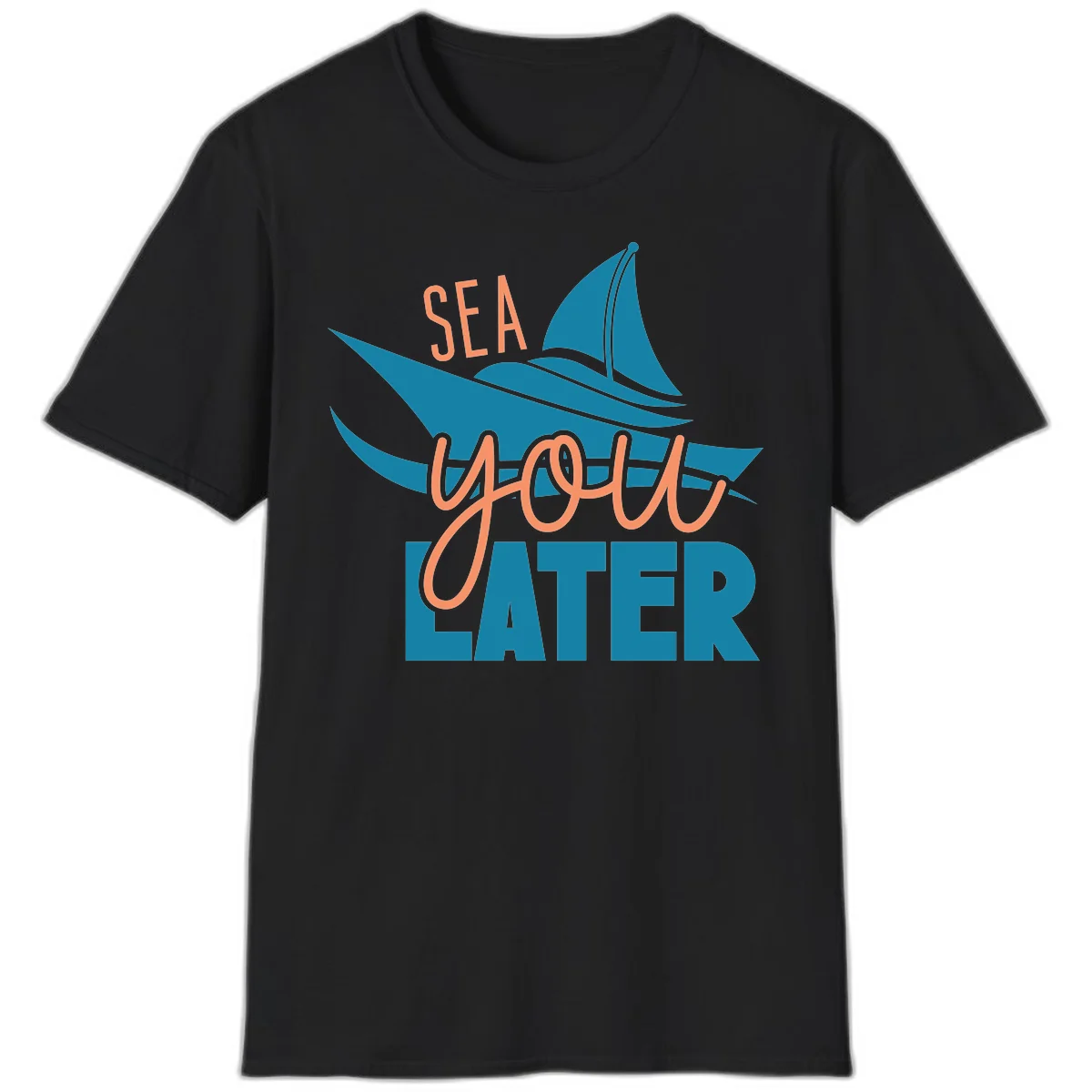 Sea You Later Sailboat T-Shirt in Black