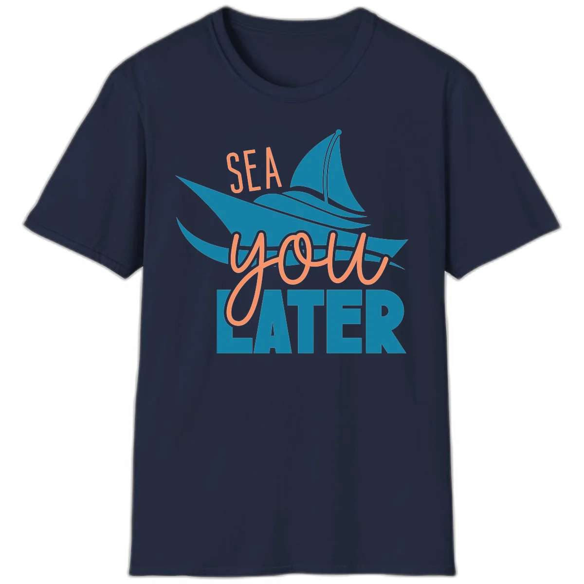 Sea You Later Sailboat T-Shirt in Navy