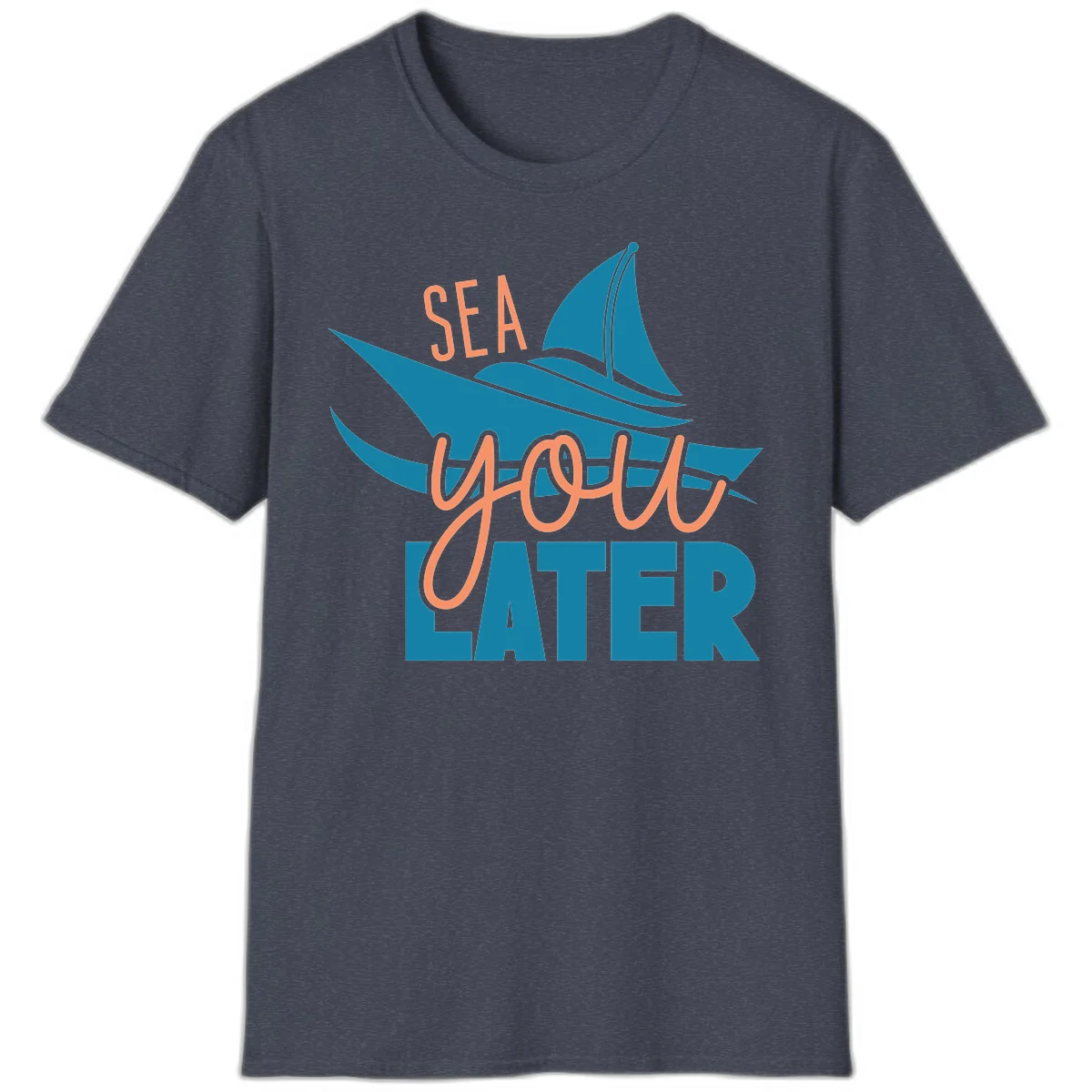 Sea You Later Sailboat T-Shirt in Heather Navy