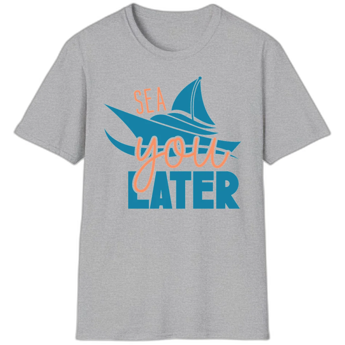 Sea You Later Sailboat T-Shirt in Sport Grey