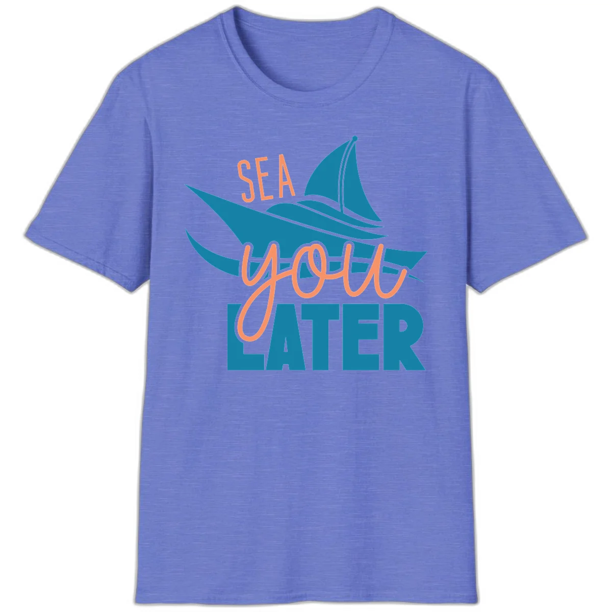 Sea You Later Sailboat T-Shirt in Heather Royal