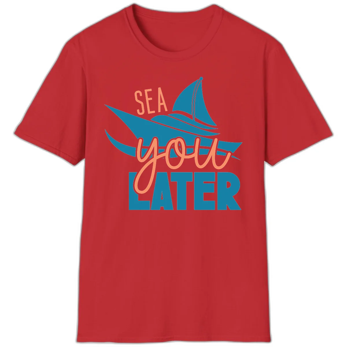 Sea You Later Sailboat T-Shirt in Red