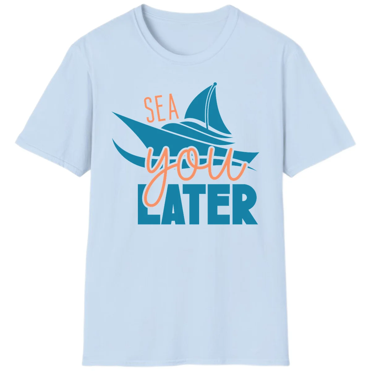 Sea You Later Sailboat T-Shirt in Light Blue