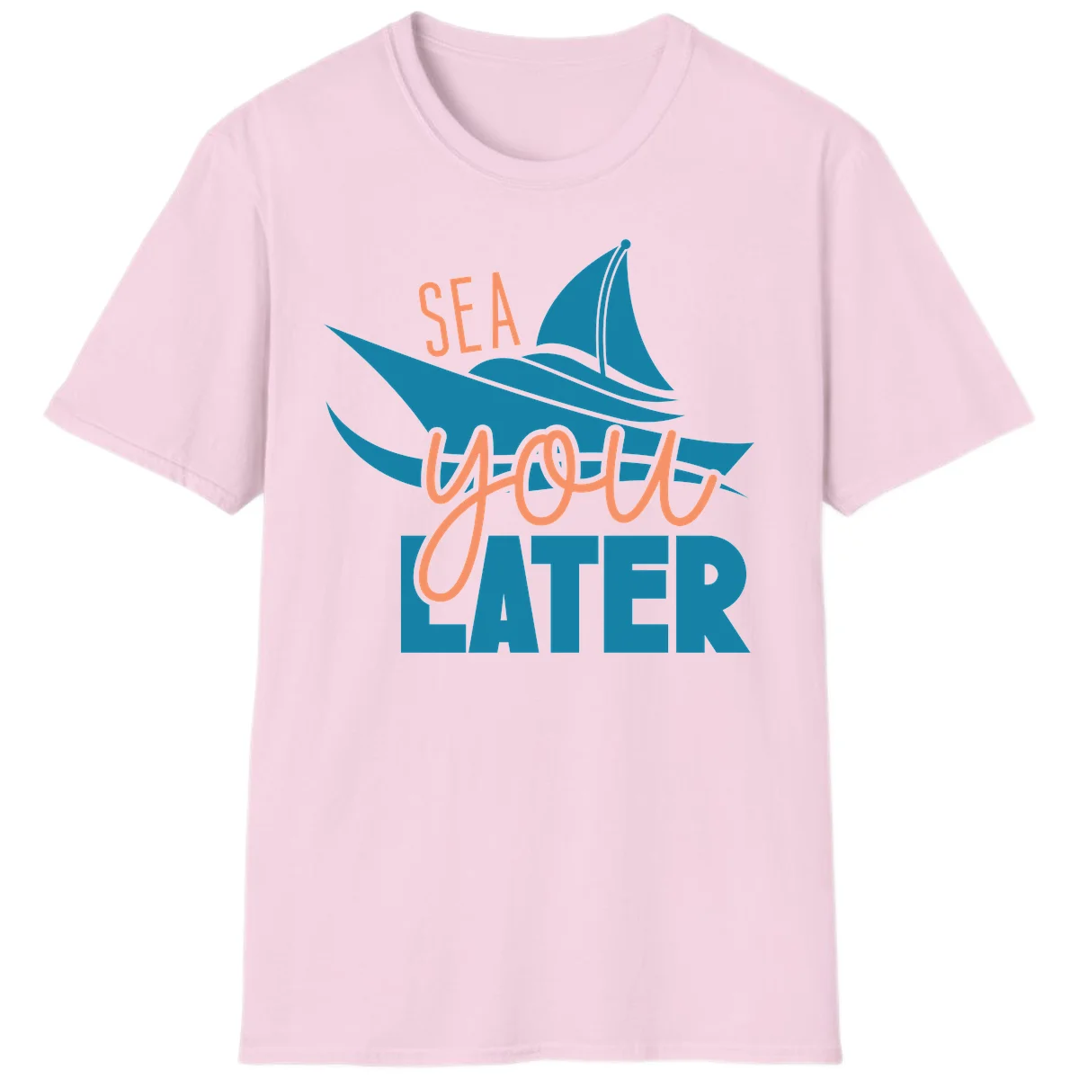 Sea You Later Sailboat T-Shirt in Light Pink