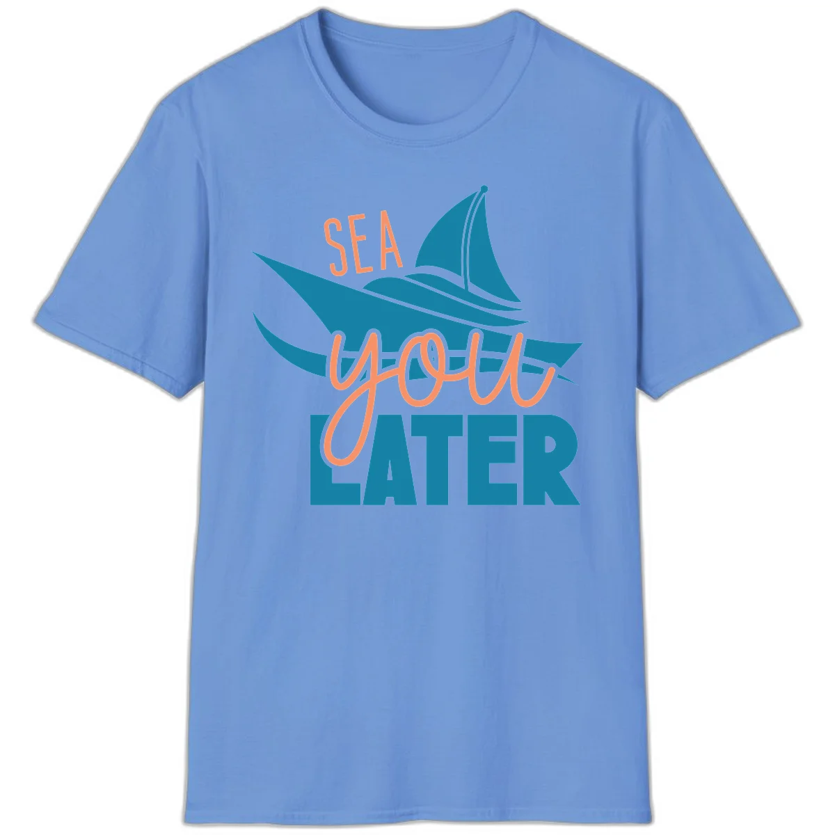Sea You Later Sailboat T-Shirt in Carolina Blue