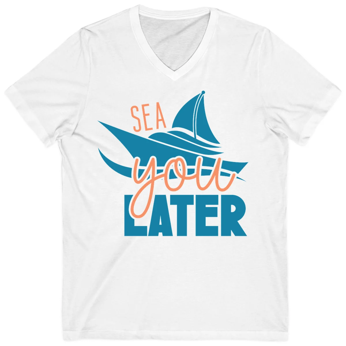 Sea You Later Sailboat V-Neck in White