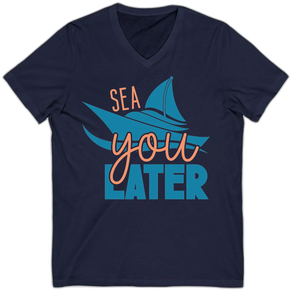 Sea You Later Sailboat V-Neck in Navy