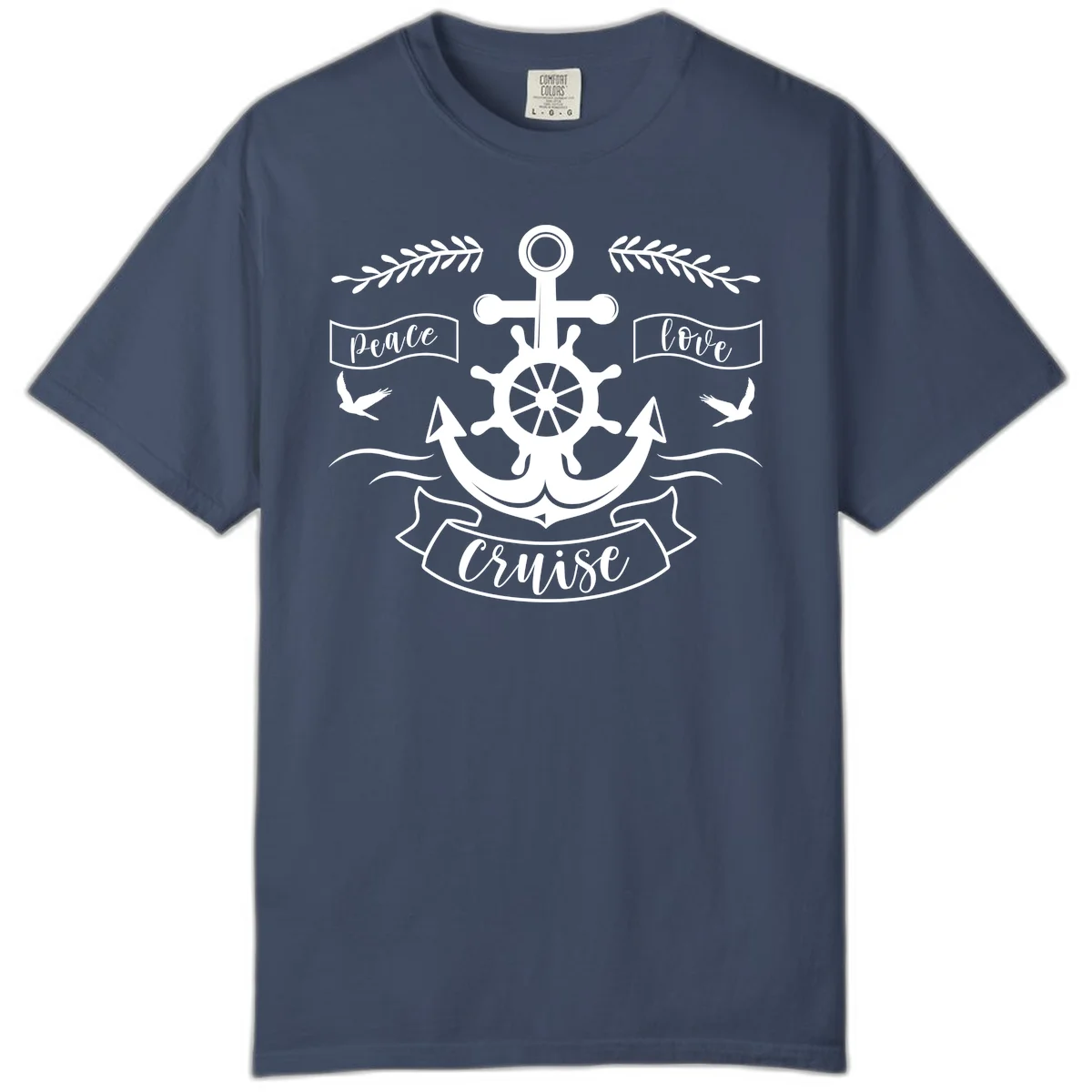 Peace Love Cruise Anchor Comfort Color T-Shirt in Midnight