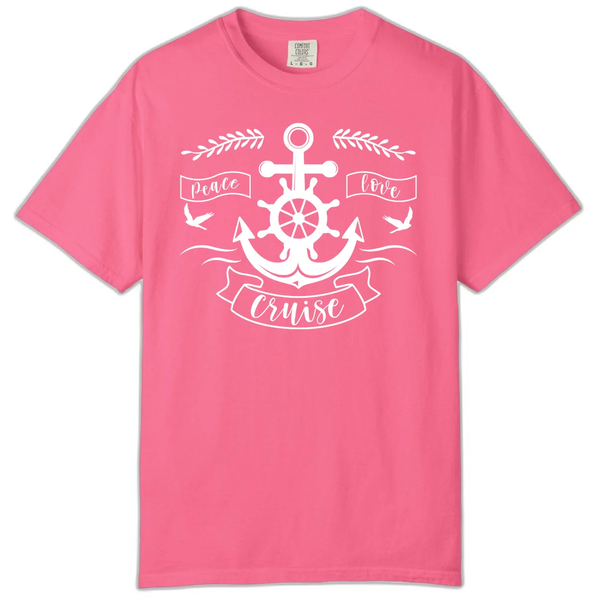 Peace Love Cruise Anchor Comfort Color T-Shirt in Crunchberry