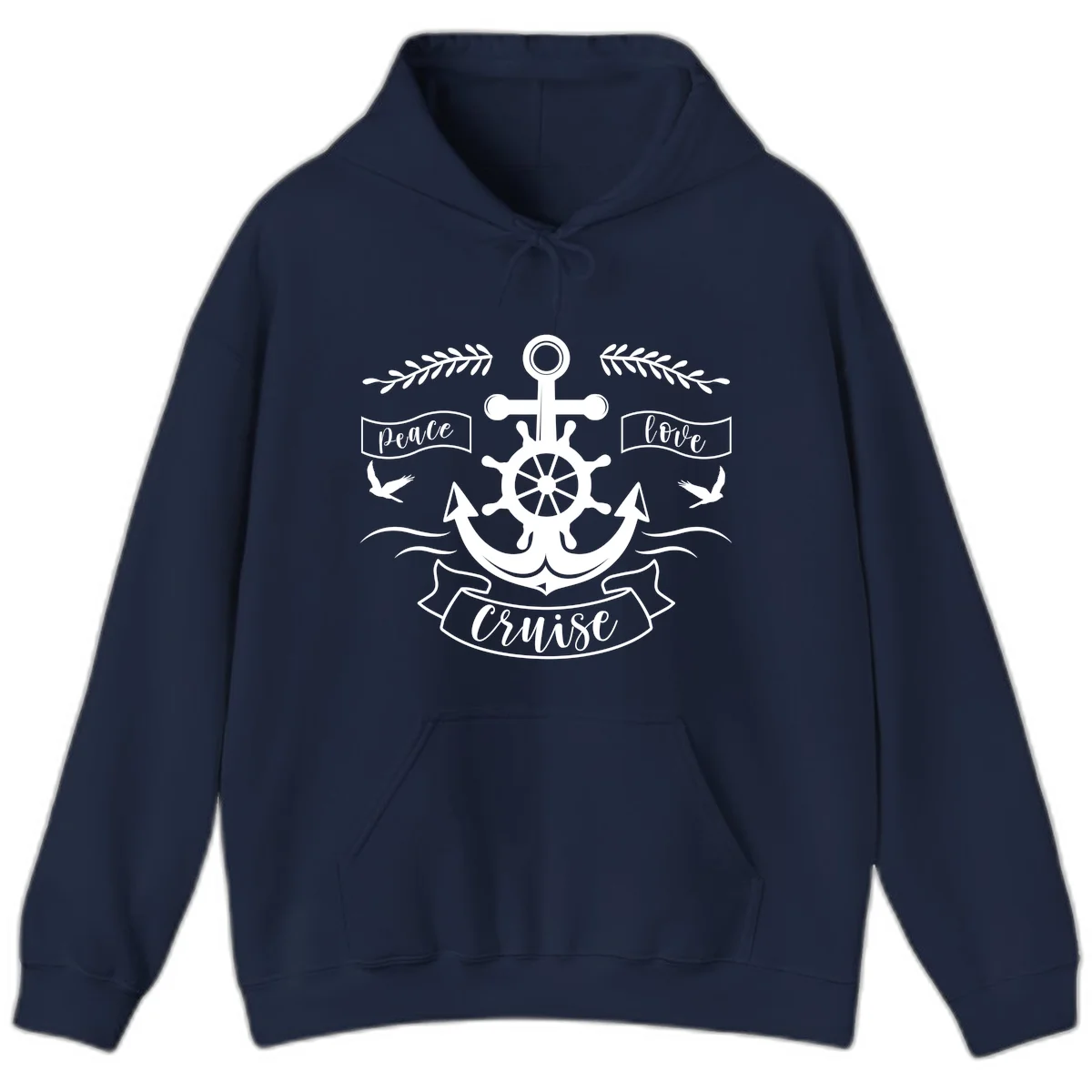 Peace Love Cruise Anchor Hoodie in Navy