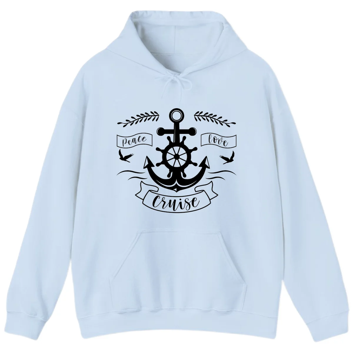 Peace Love Cruise Anchor Hoodie in Light Blue
