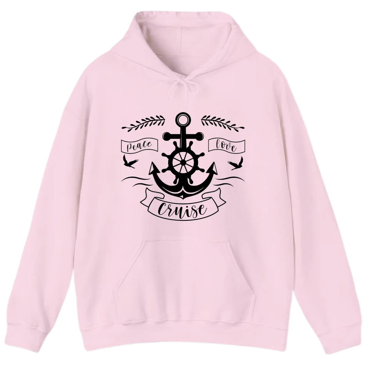 Peace Love Cruise Anchor Hoodie in Light Pink