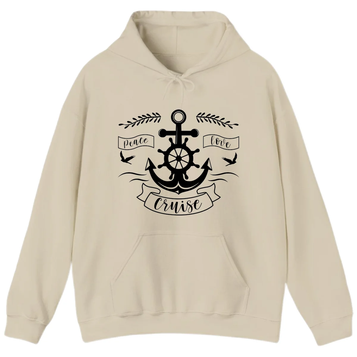 Peace Love Cruise Anchor Hoodie in Sand
