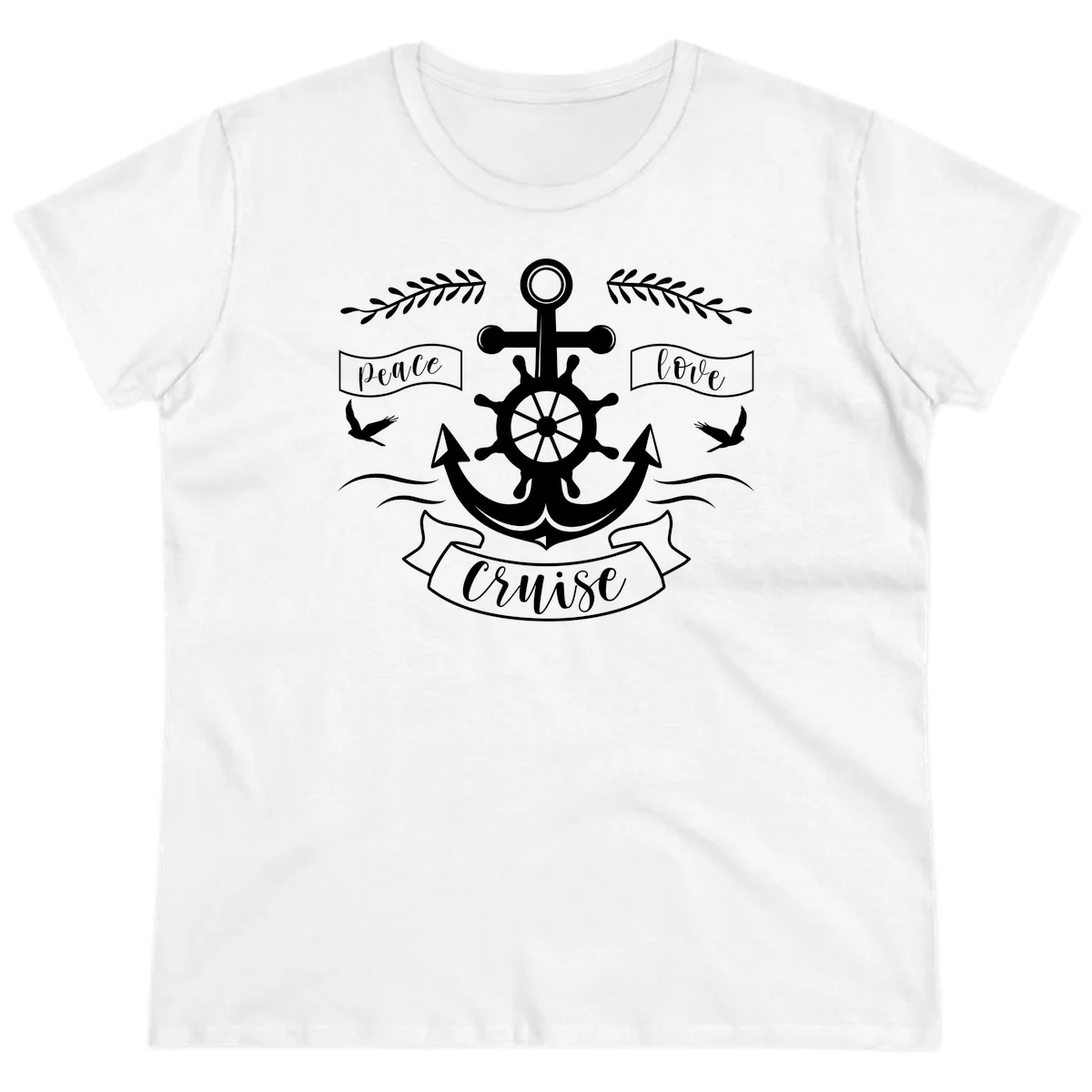 Peace Love Cruise Anchor Ladies Tee in White