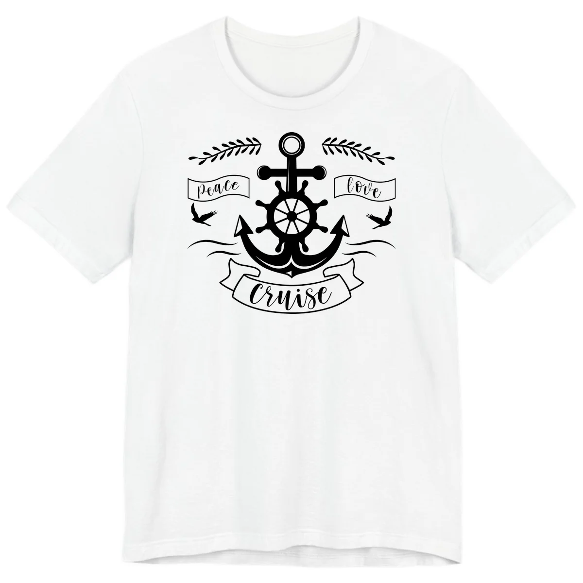 Peace Love Cruise Anchor Premium T-Shirt in White