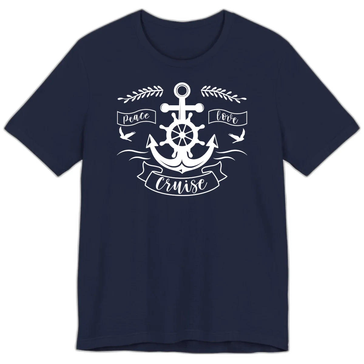 Peace Love Cruise Anchor Premium T-Shirt in Navy