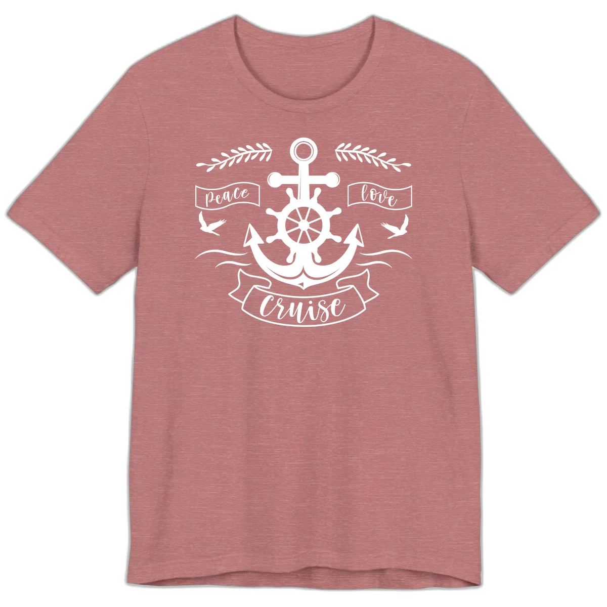 Peace Love Cruise Anchor Premium T-Shirt in Heather Mauve