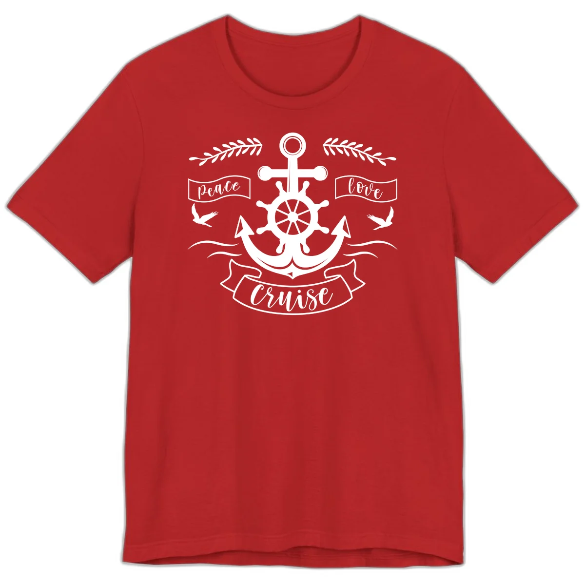 Peace Love Cruise Anchor Premium T-Shirt in Red