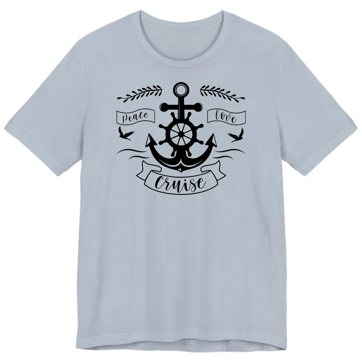 Peace Love Cruise Anchor Premium T-Shirt in Light Blue