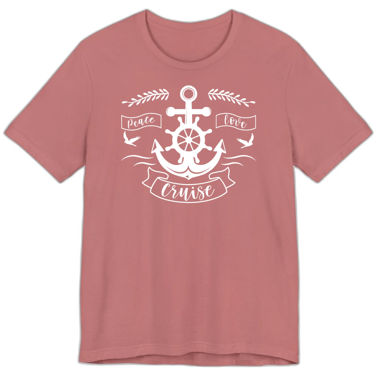 Peace Love Cruise Anchor Premium T-Shirt in Mauve