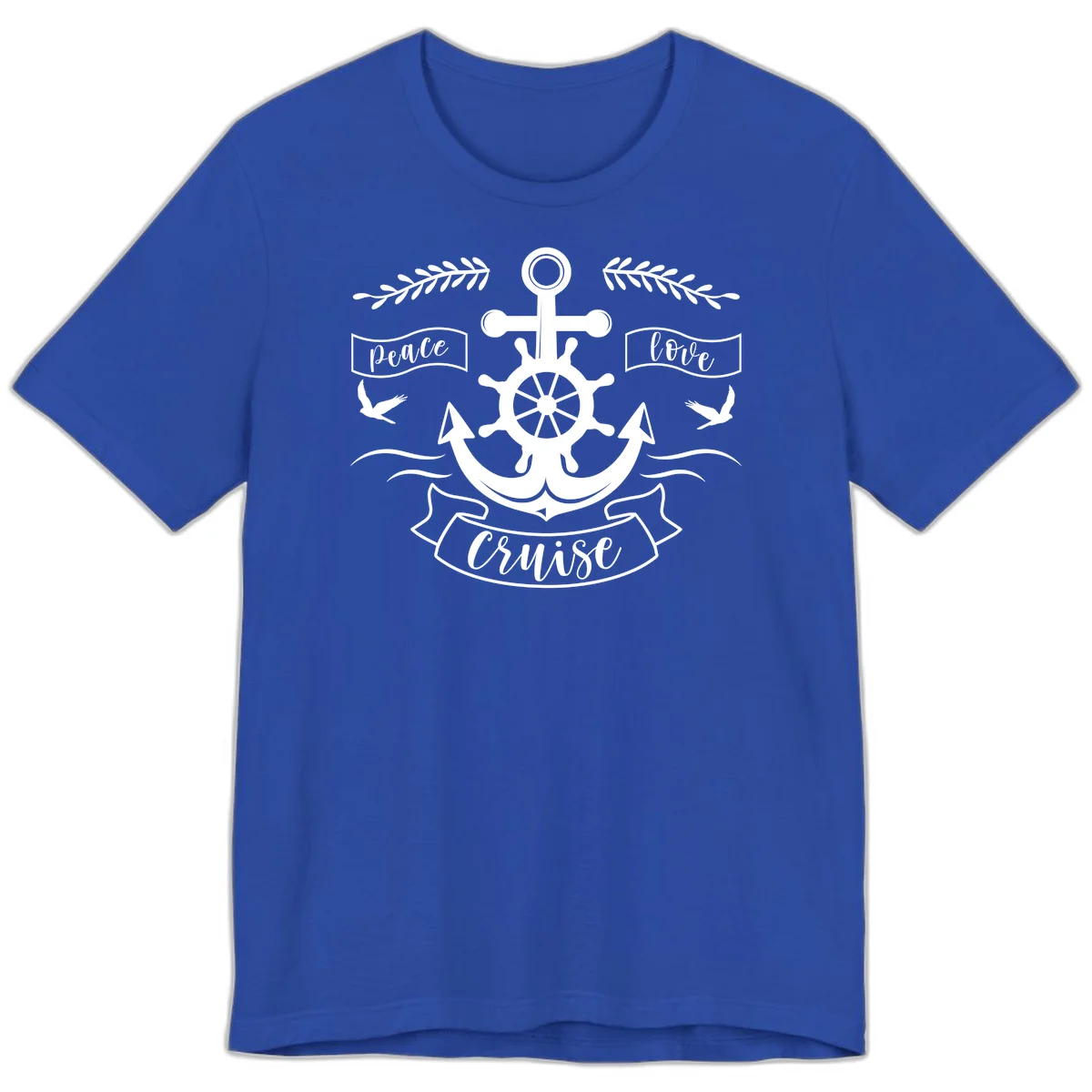 Peace Love Cruise Anchor Premium T-Shirt in True Royal