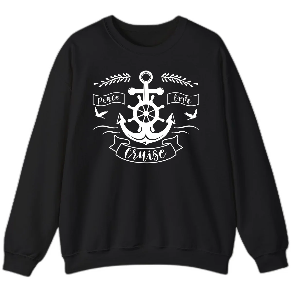 Peace Love Cruise Anchor Sweatshirt in Black