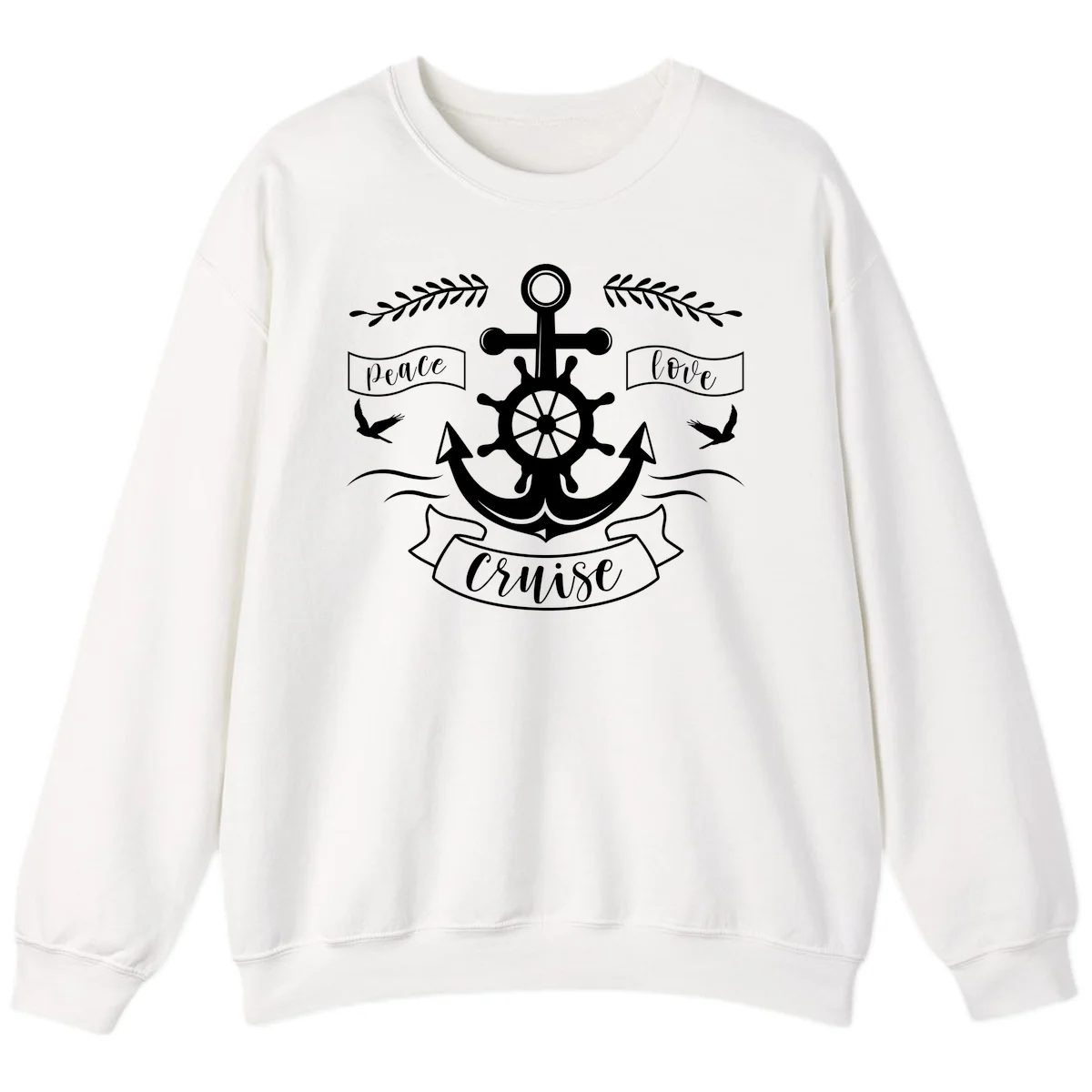 Peace Love Cruise Anchor Sweatshirt in White