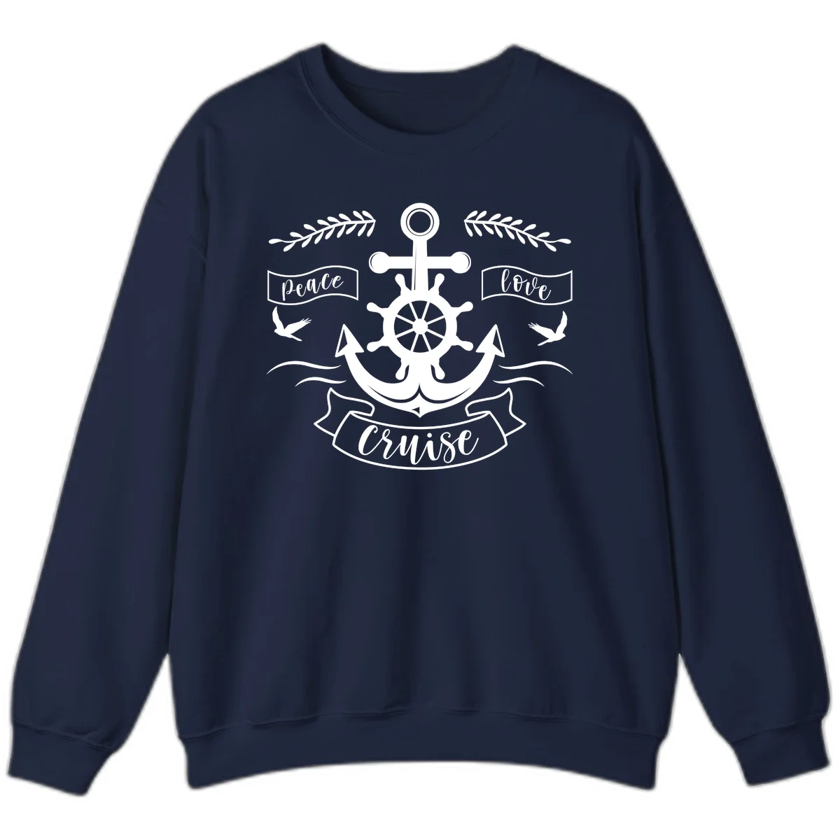 Peace Love Cruise Anchor Sweatshirt in Navy