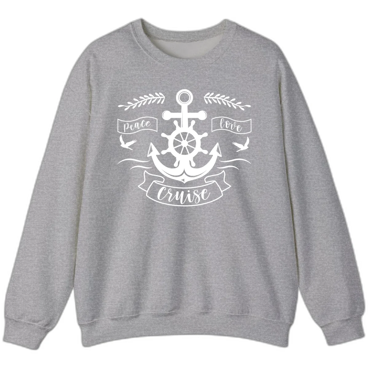 Peace Love Cruise Anchor Sweatshirt in Sport Grey