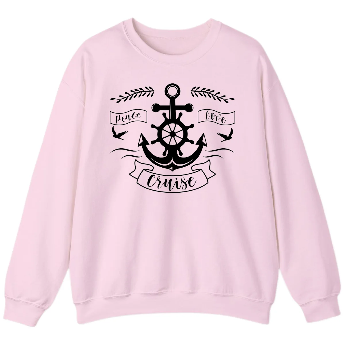Peace Love Cruise Anchor Sweatshirt in Light Pink