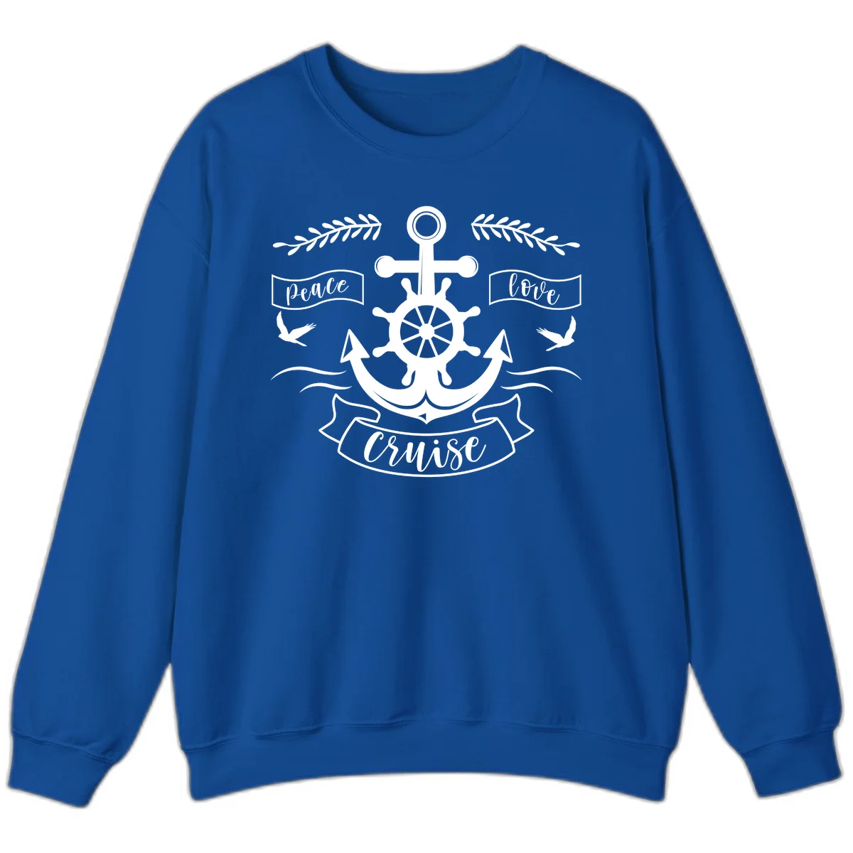 Peace Love Cruise Anchor Sweatshirt in Royal