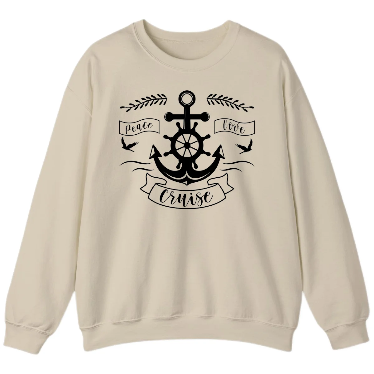 Peace Love Cruise Anchor Sweatshirt in Sand