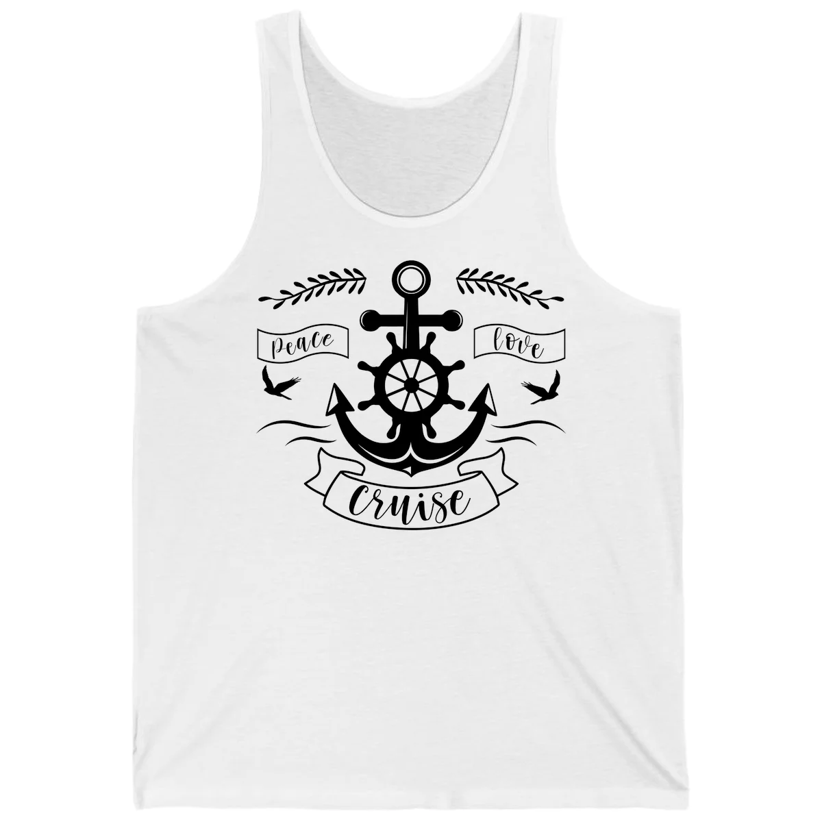 Peace Love Cruise Anchor Tank Top in White
