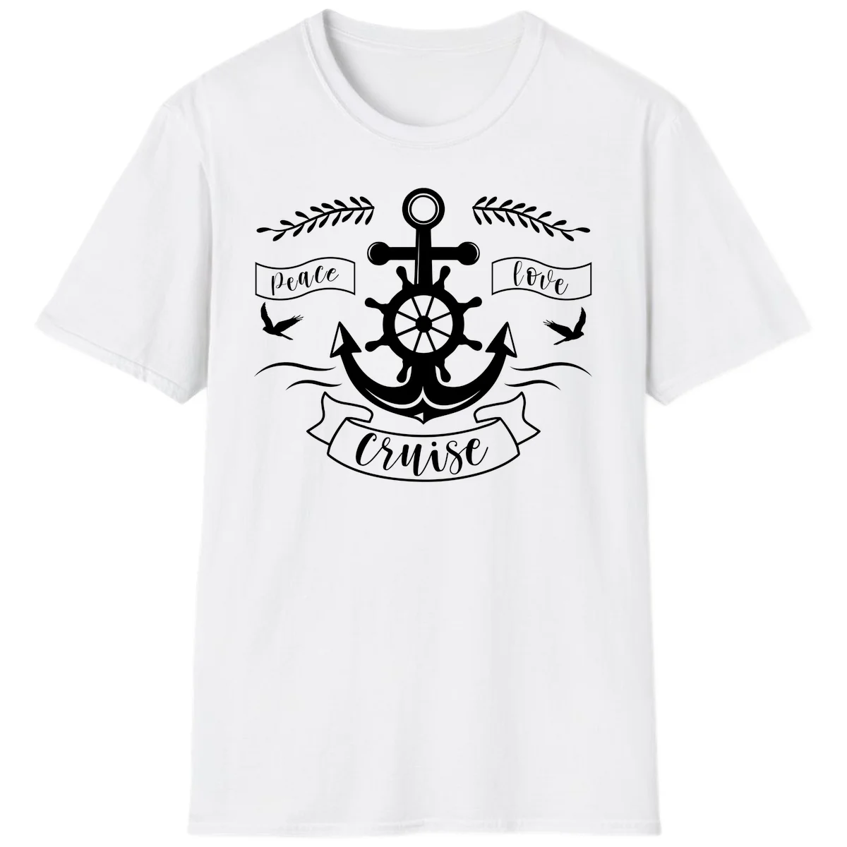 Peace Love Cruise Anchor T-Shirt in White