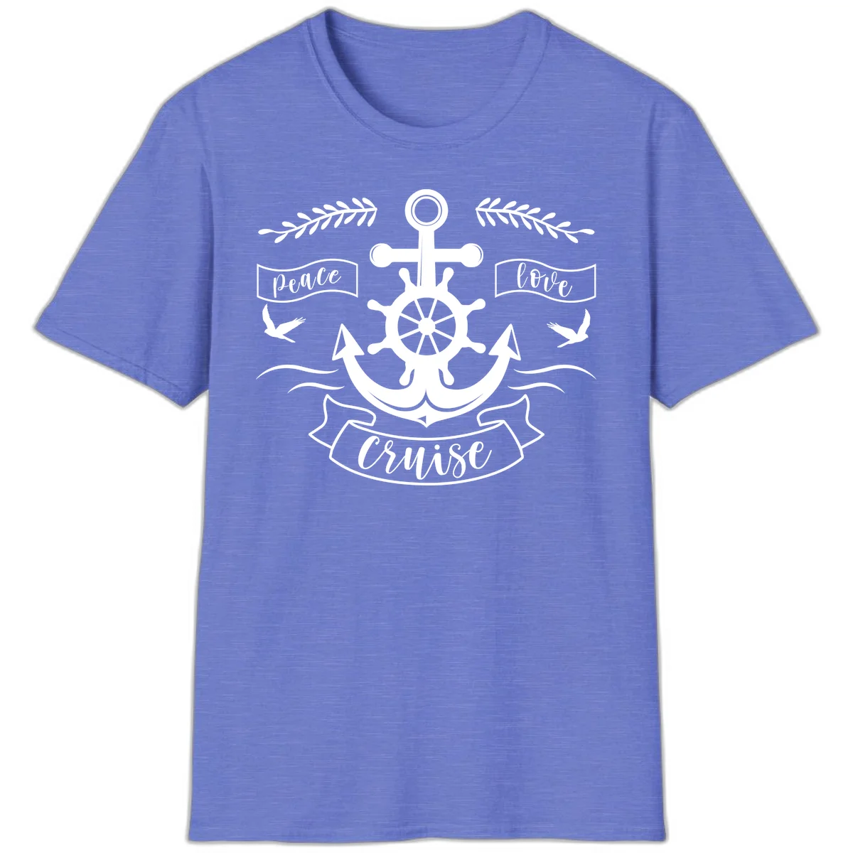 Peace Love Cruise Anchor T-Shirt in Heather Royal