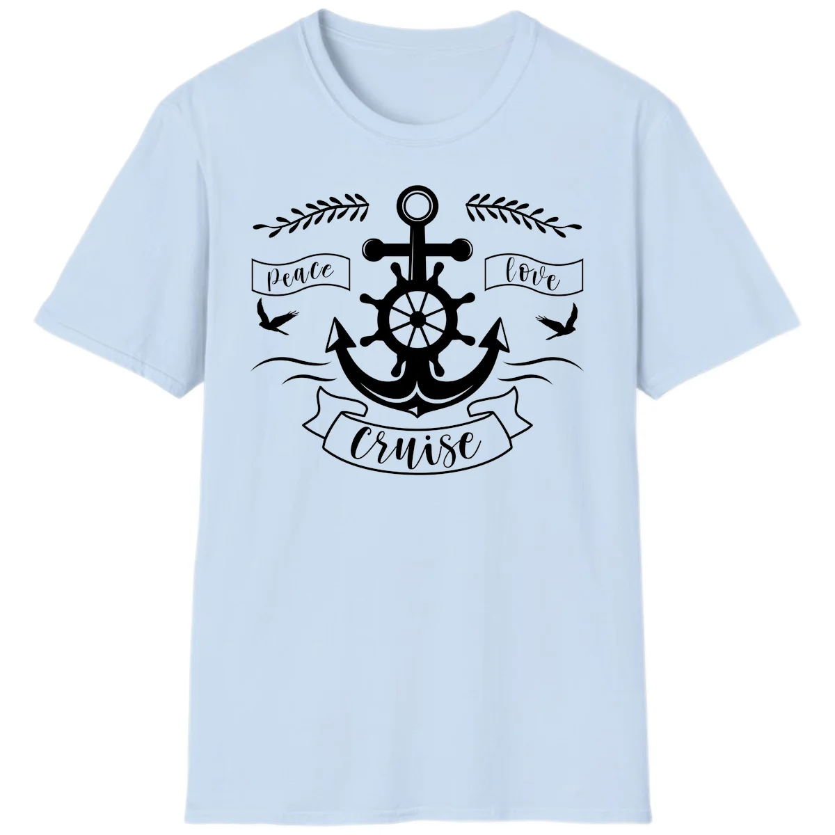 Peace Love Cruise Anchor T-Shirt in Light Blue