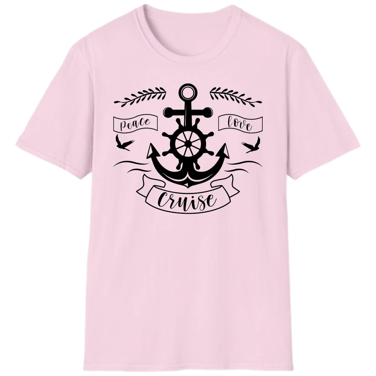 Peace Love Cruise Anchor T-Shirt in Light Pink
