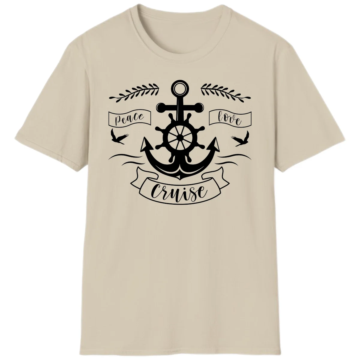 Peace Love Cruise Anchor T-Shirt in Sand