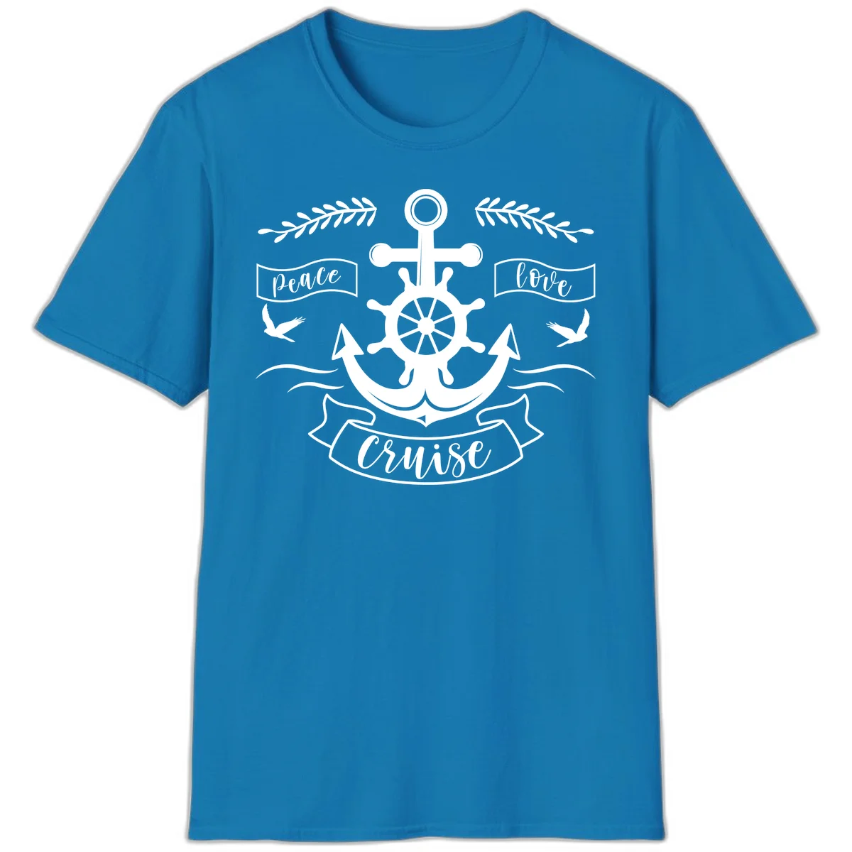 Peace Love Cruise Anchor T-Shirt in Sapphire