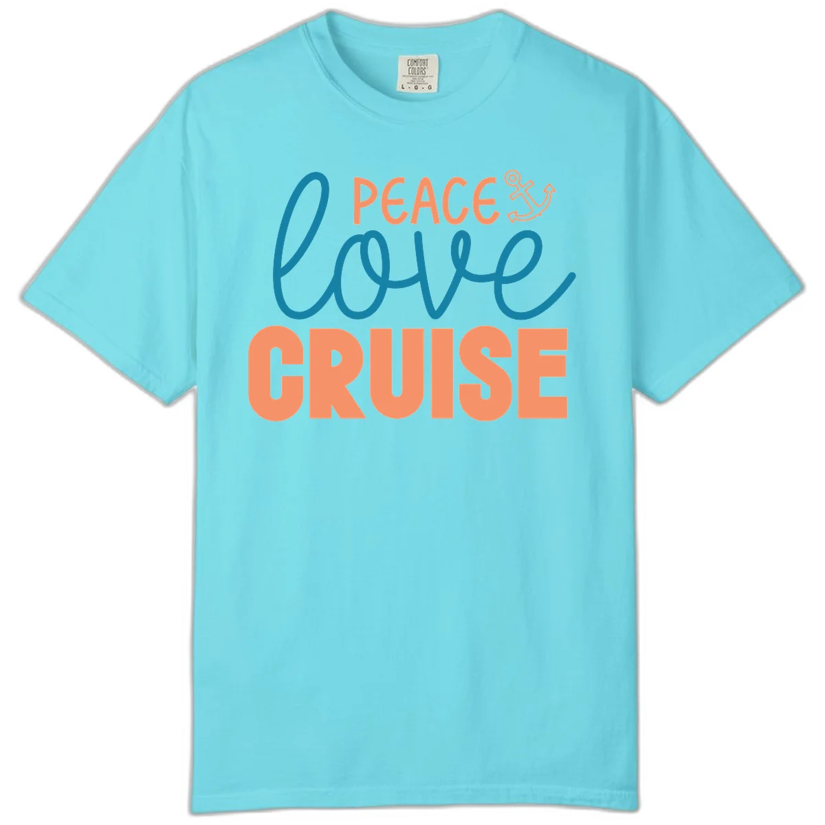 Peace Love Cruise Comfort Colors T-Shirt in Lagoon Blue