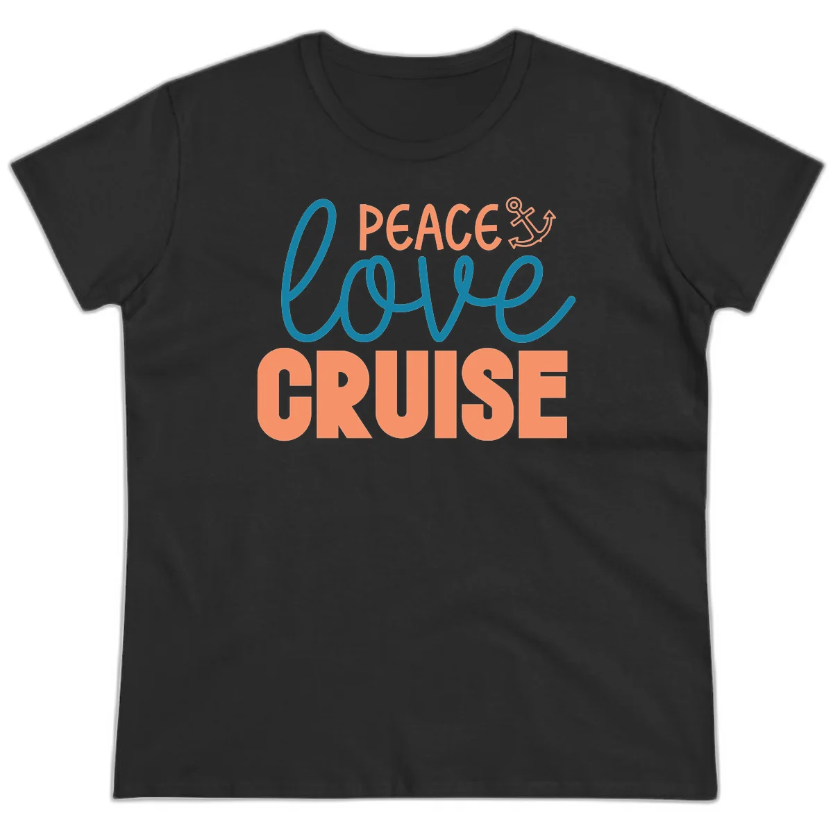 Peace Love Cruise Ladies Tee in Black