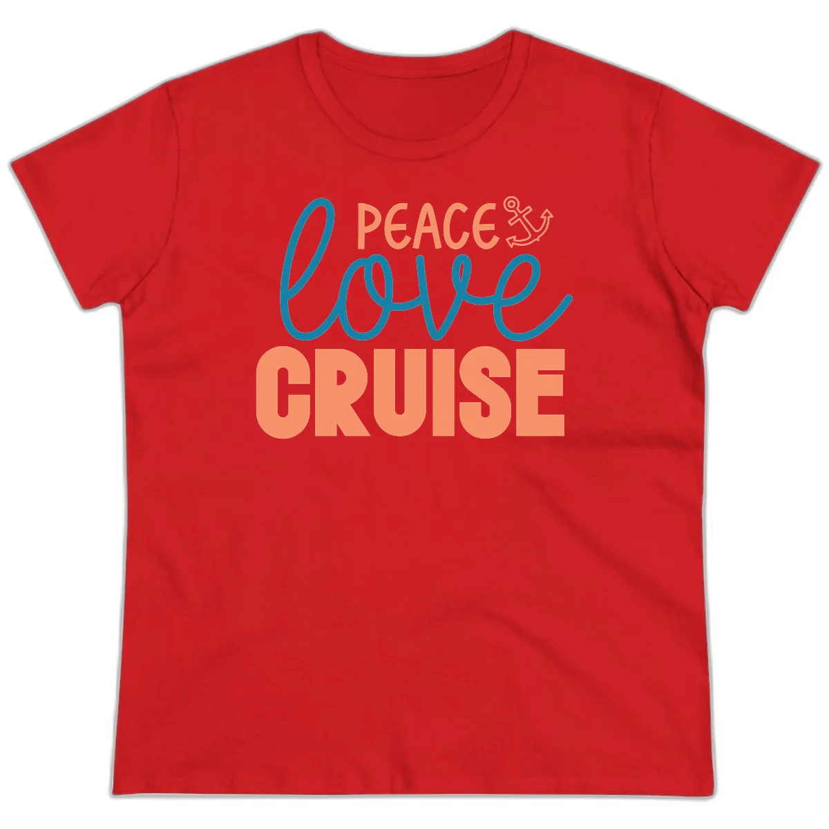 Peace Love Cruise Ladies Tee in Red