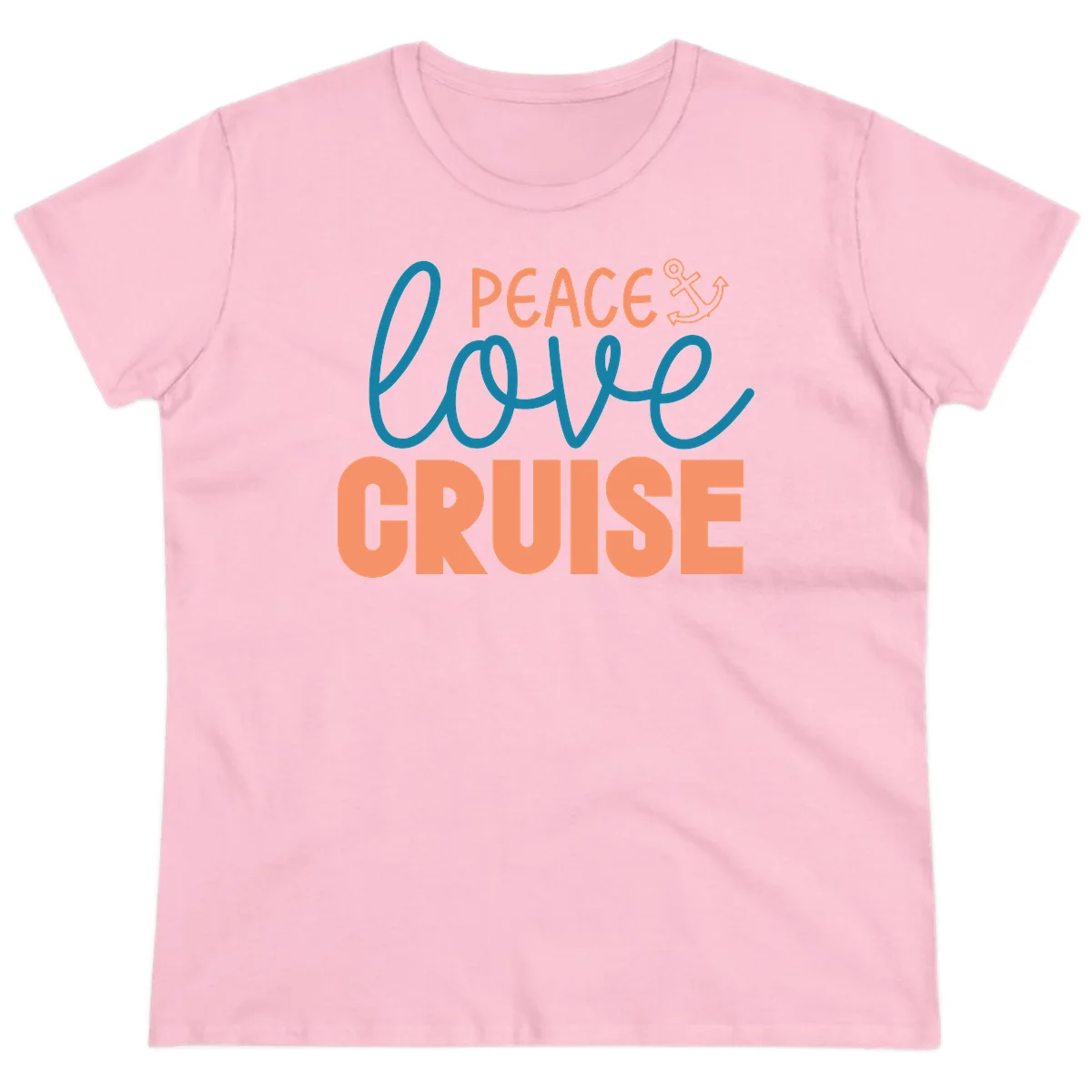Peace Love Cruise Ladies Tee in Light Pink