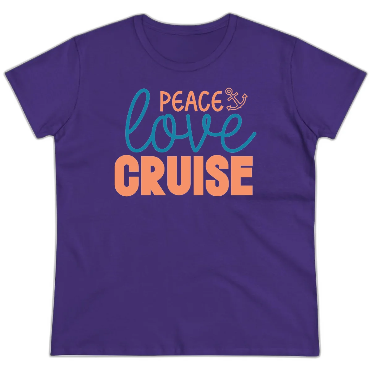Peace Love Cruise Ladies Tee in Purple